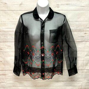 Comme des Garcons sheer floral embroidered blouse